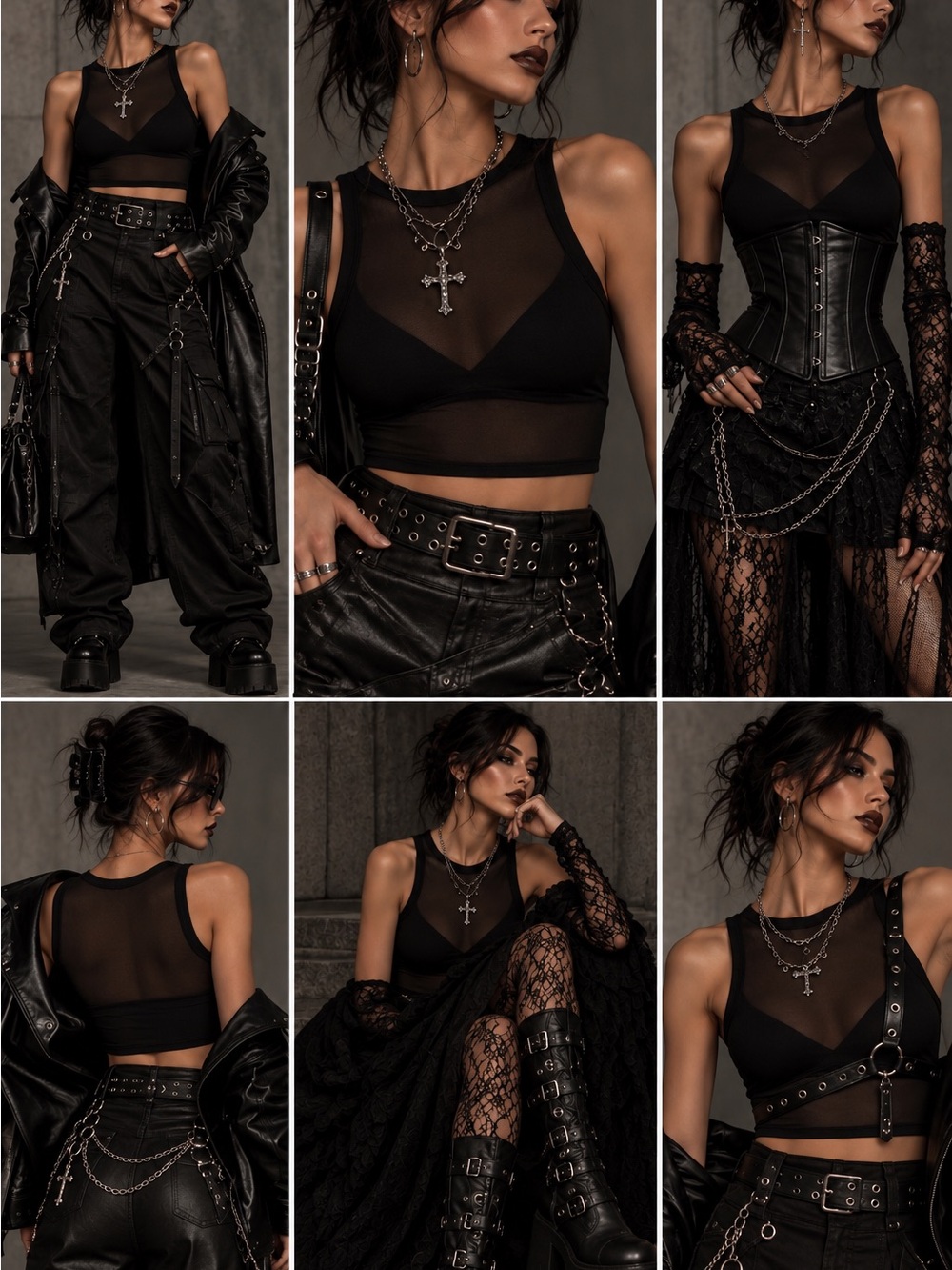Sheer Black Gothic Mesh Crop Top